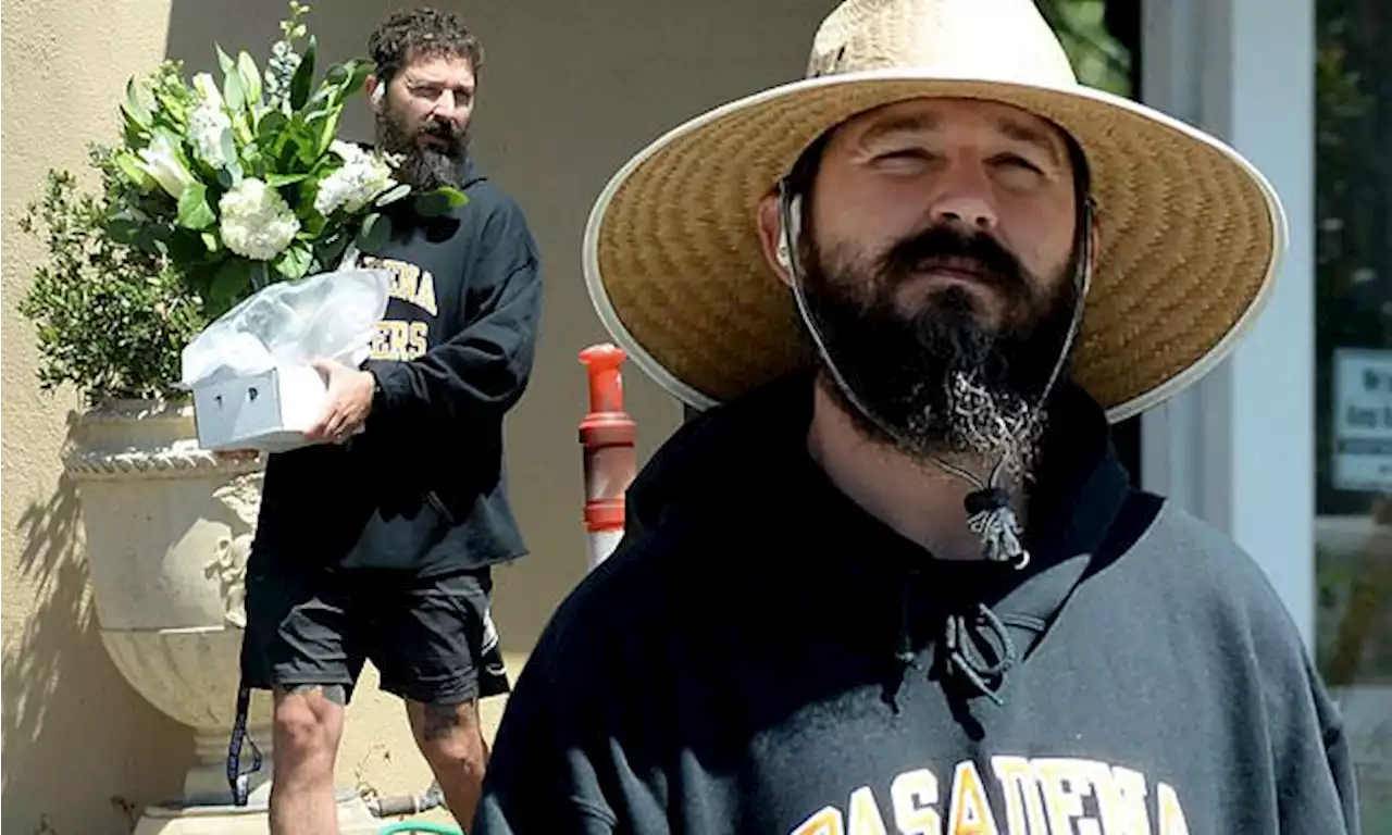 Shia LaBeouf picks up flowers in Pasadena after Mia Goth gave birth