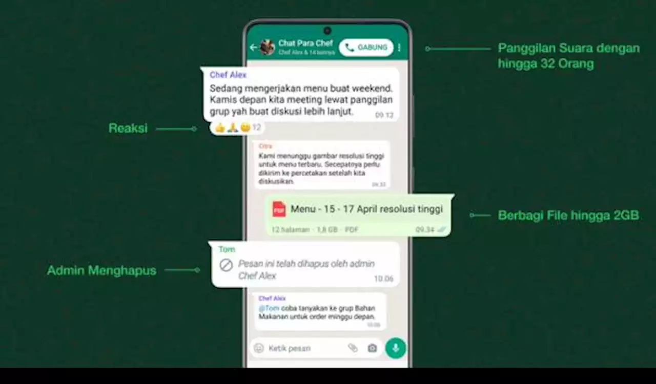 Fitur Baru WhatsApp Segera Meluncur, Admin Bisa Hapus Chat hingga Bisa Telepon 32 Orang Sekaligus