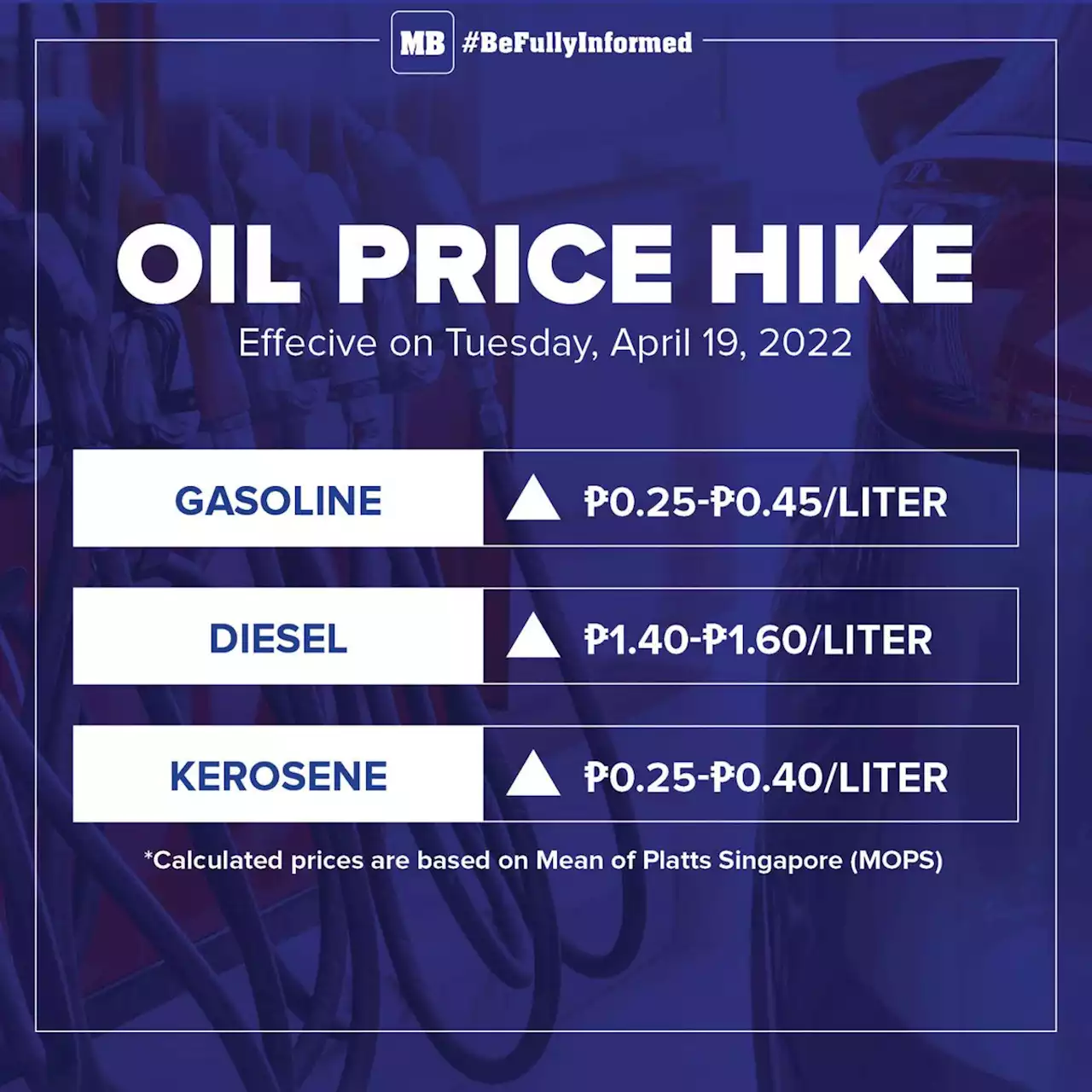 Oil price hikes set next week