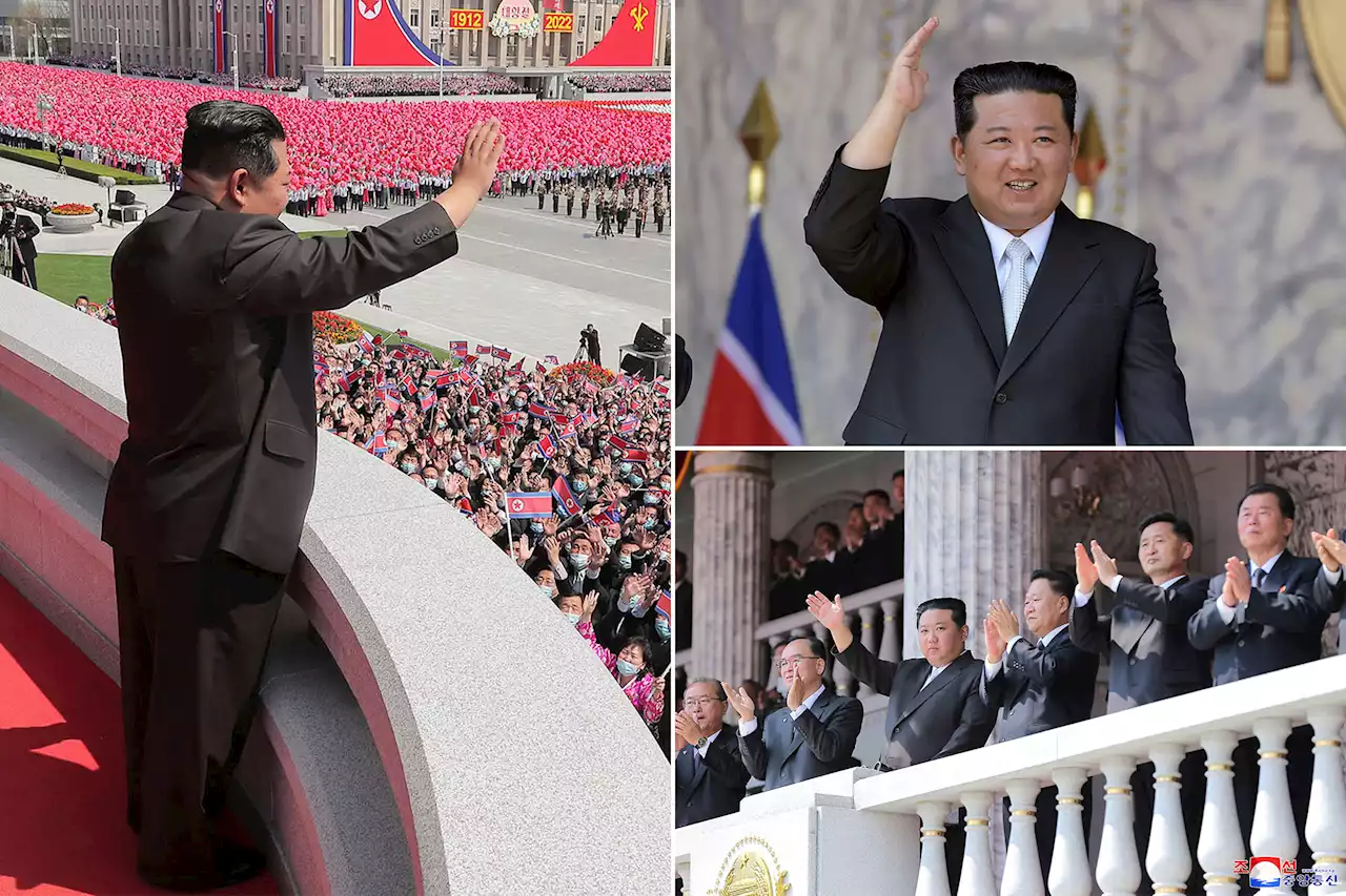 North Korea’s Kim Jong Un oversees parade to honor grandfather