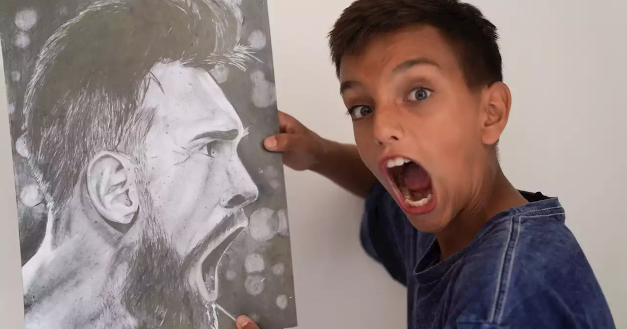 Tiene 12 años, es un genio del dibujo y sorprendió a Lionel Messi