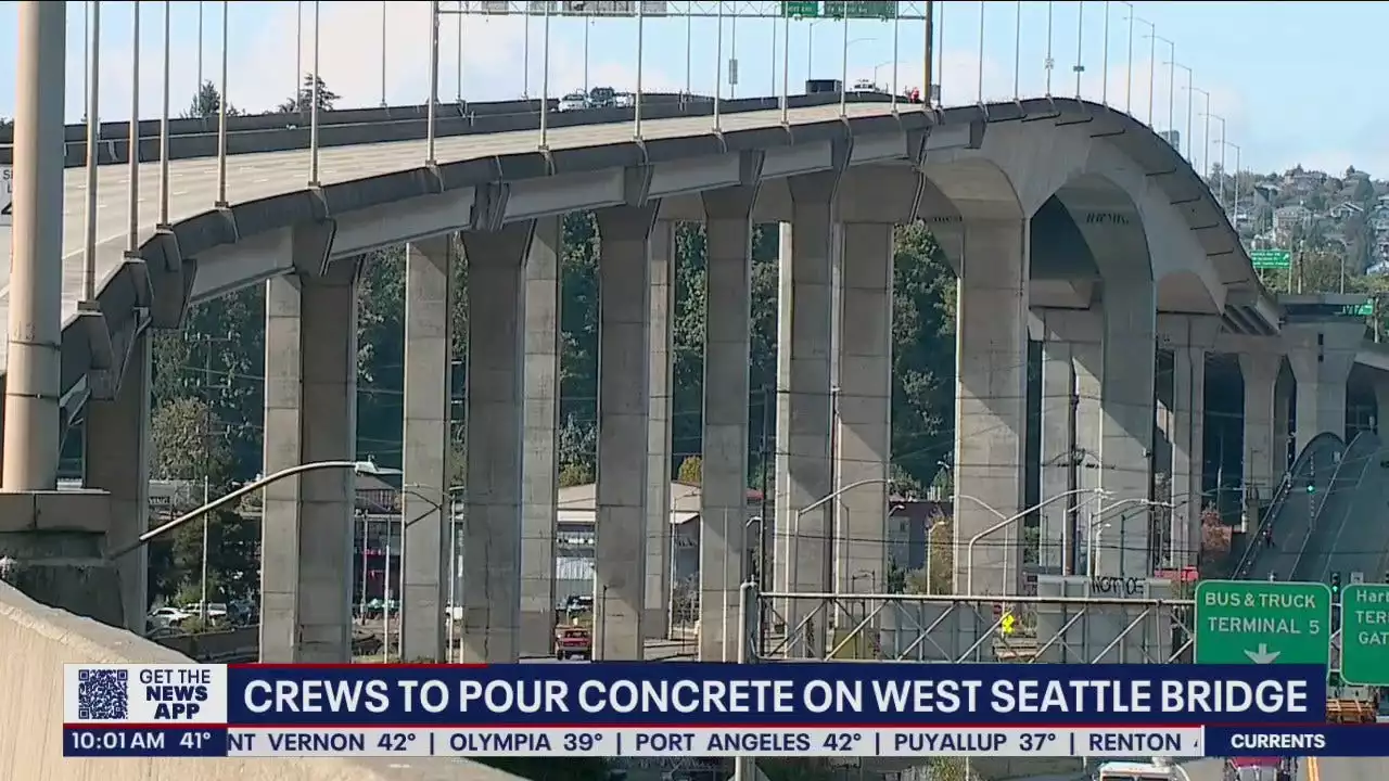 Concrete workers return to work, begin pouring concrete on West Seattle Bridge