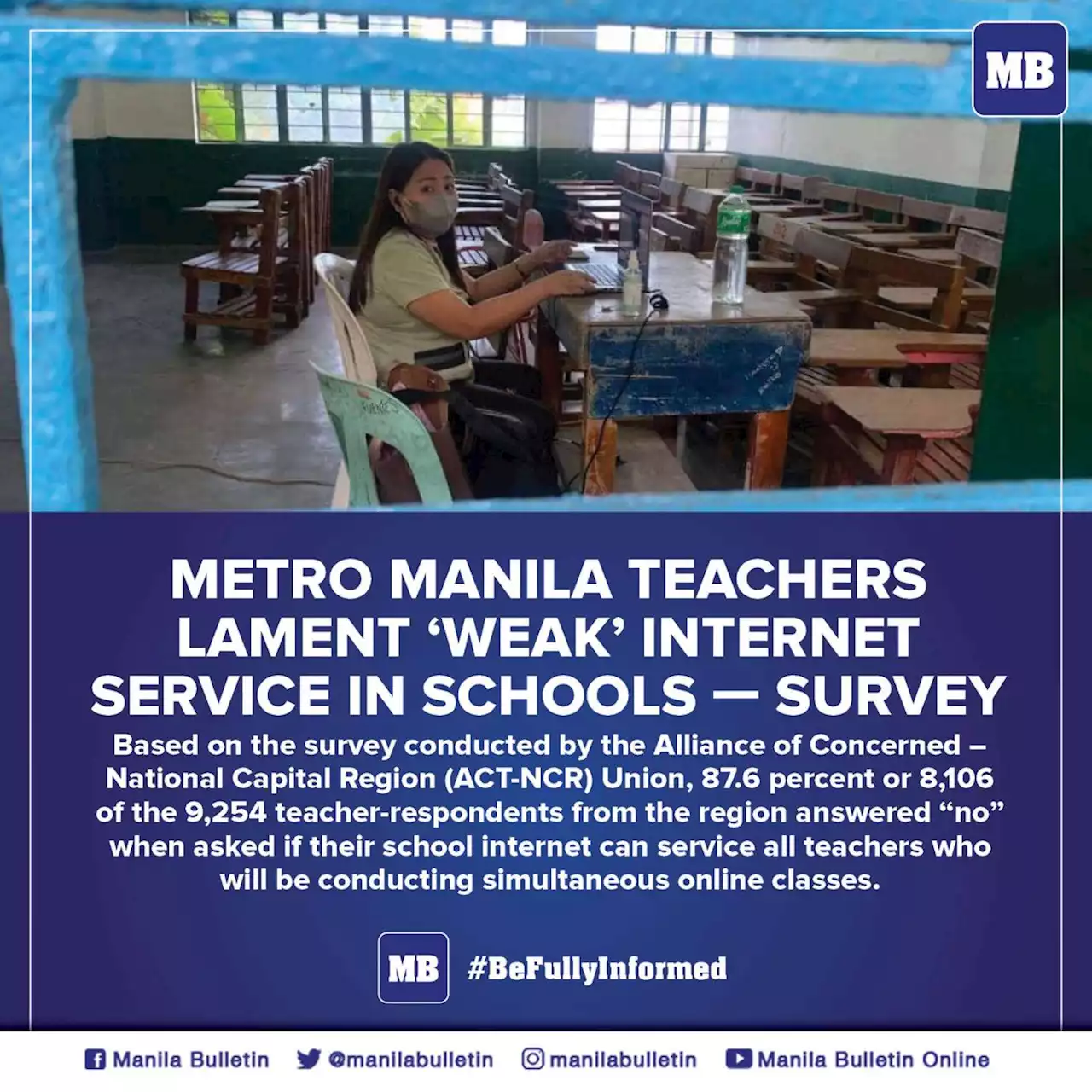 Metro Manila teachers lament ‘weak’ internet service in schools --- survey