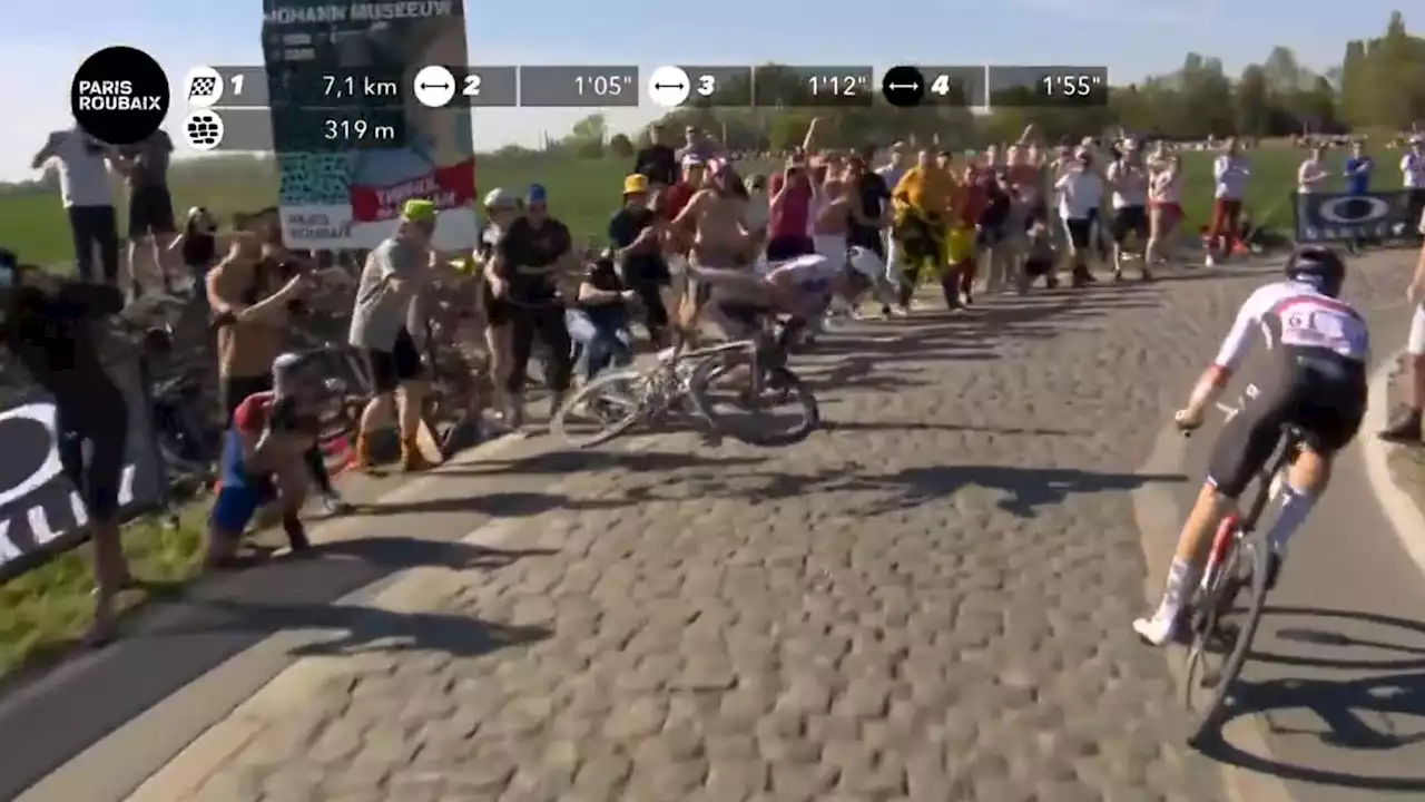 Paris-Roubaix: 'C’est un veau', Lampaert furieux contre le spectateur qui a causé sa chute