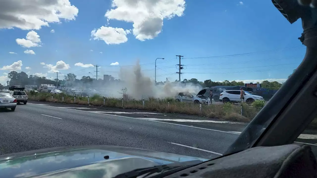 Car explodes on major Queensland highway causing Easter holiday chaos