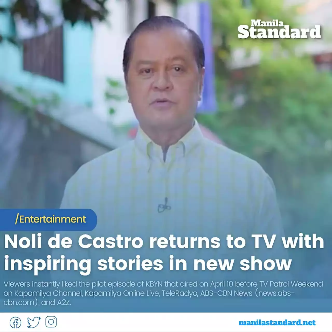 Noli de Castro returns to TV with inspiring stories in new show