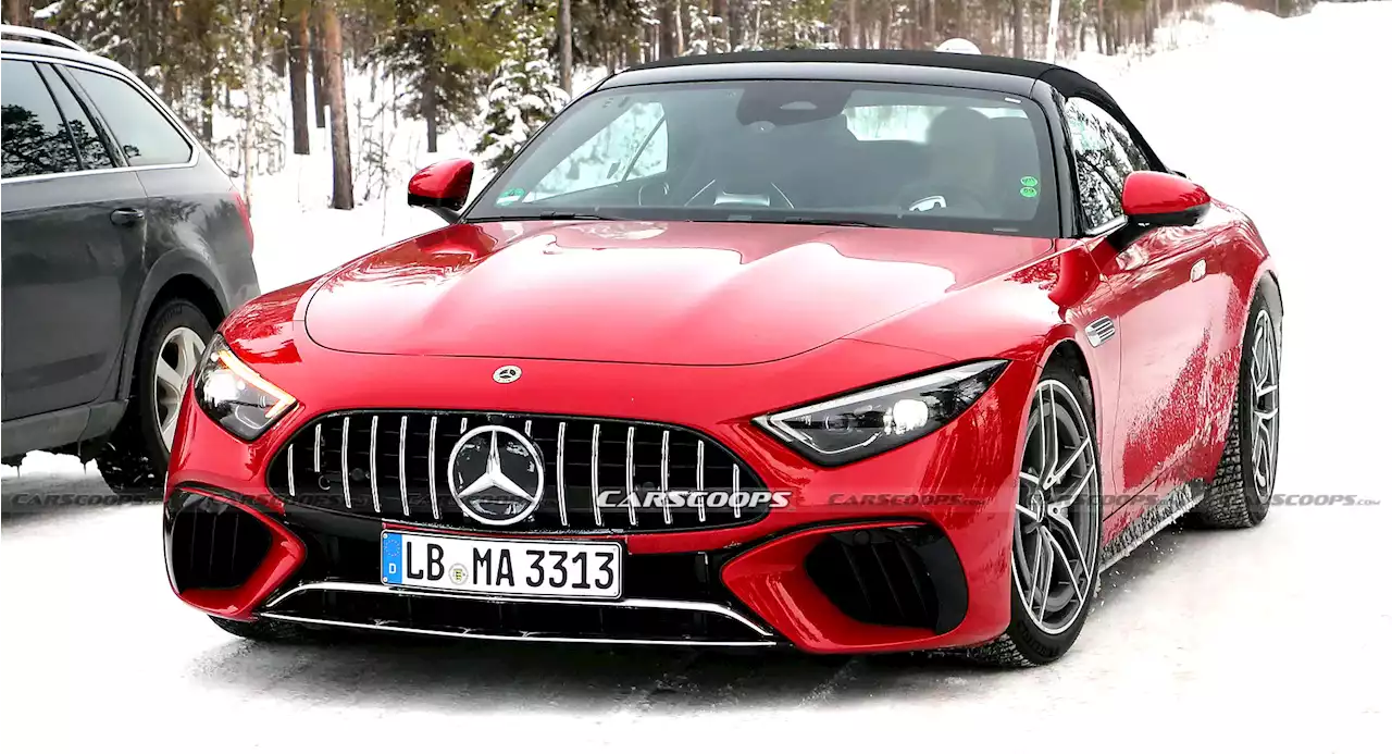 2023 Mercedes-AMG SL63 E-Performance Plug-in Hybrid Spied Looking Pretty In Red | Carscoops