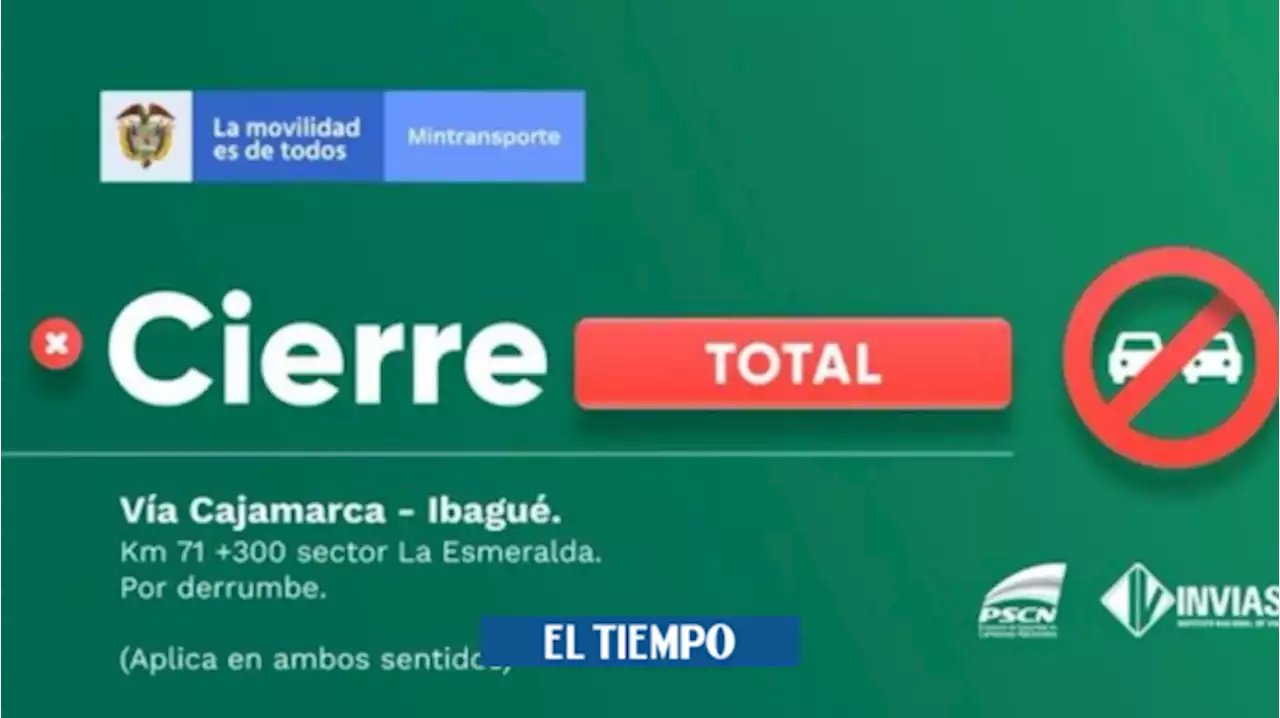 Vía Ibagué- Cajamarca continúa cerrada: ¿cuándo reabrirán el paso?