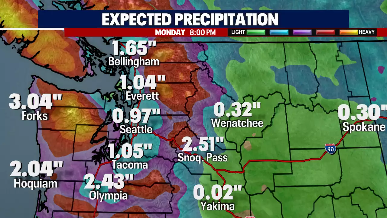 Mainly dry Saturday, heavy rain and mountain snow Sunday