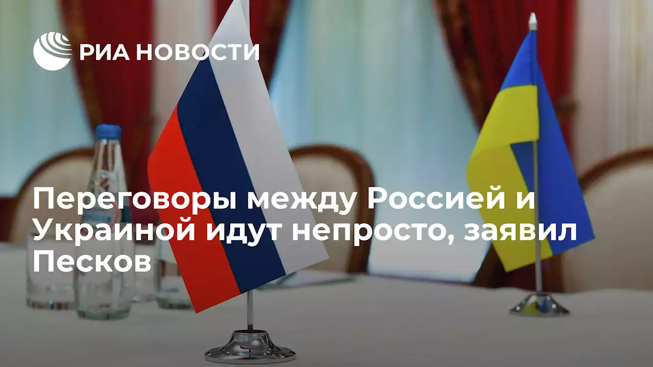 Переговоры между Россией и Украиной идут непросто, заявил Песков