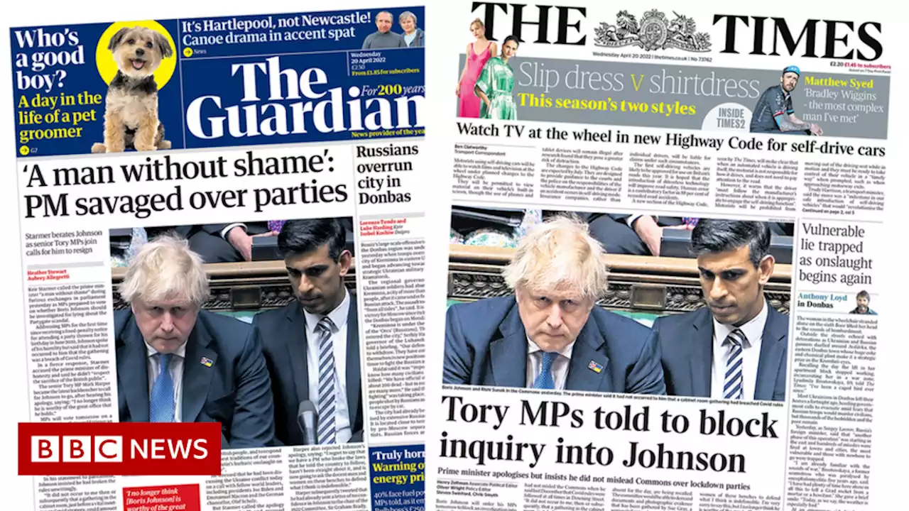 Newspaper headlines: 'PM without shame' and 'Tory MPs told to block inquiry'