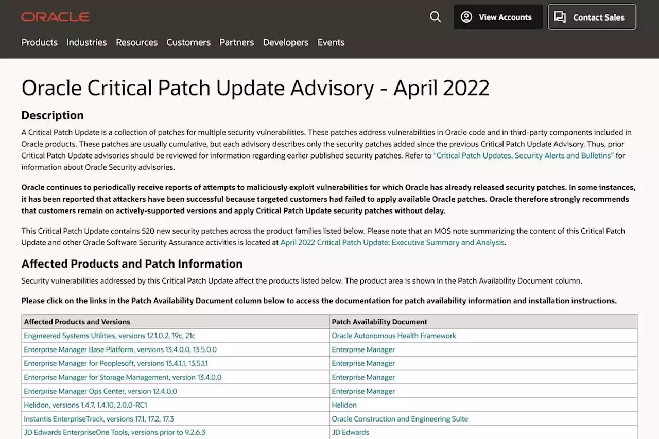 緊急の脆弱性含むOracle4月パッチアップデート公開、確認とアップデートを - トピックス｜Infoseekニュース