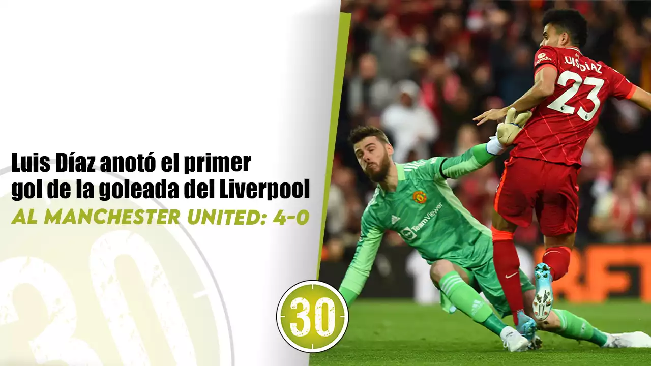 Luis Díaz protagonista en el 4-0 del Liverpool al Manchester United: marcó gol