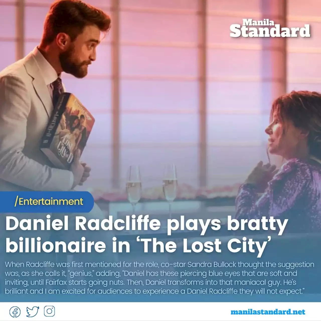 Daniel Radcliffe plays bratty billionaire in ‘The Lost City’