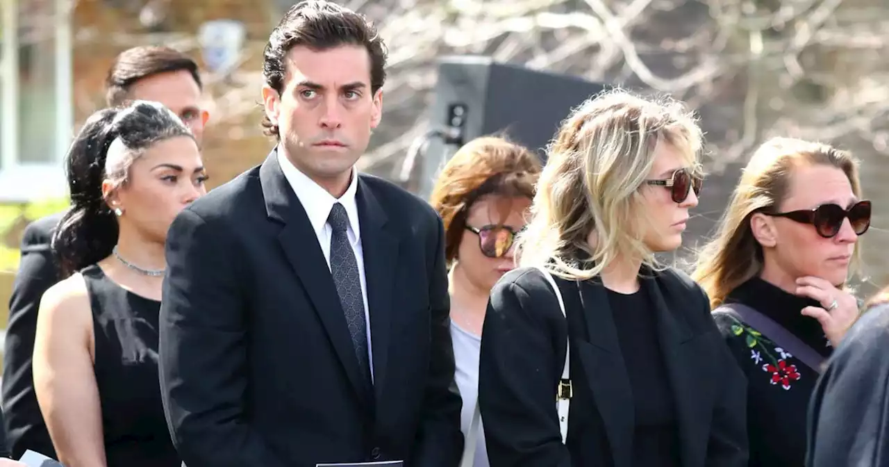 James Argent supported by ex Lydia Bright at funeral of close friend Tom Parker