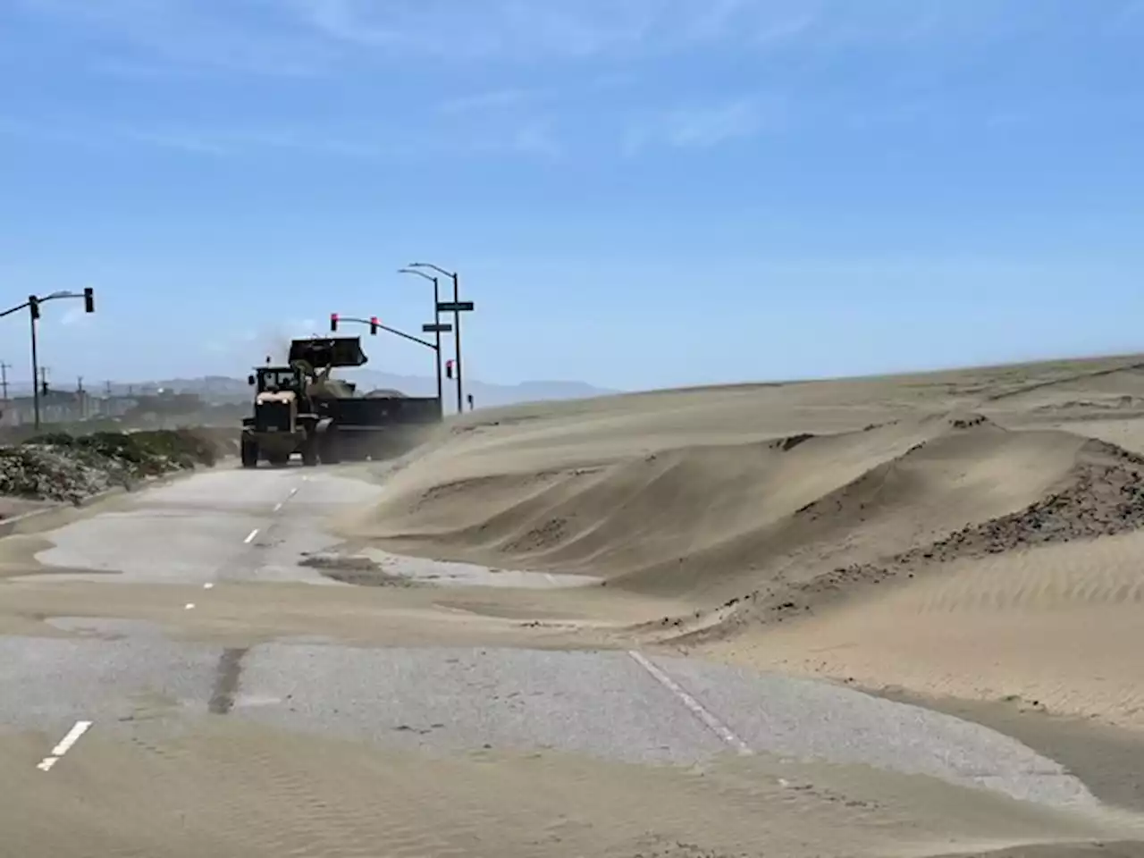 SF's Great Highway covered in sand after ‘unusually windy storms'