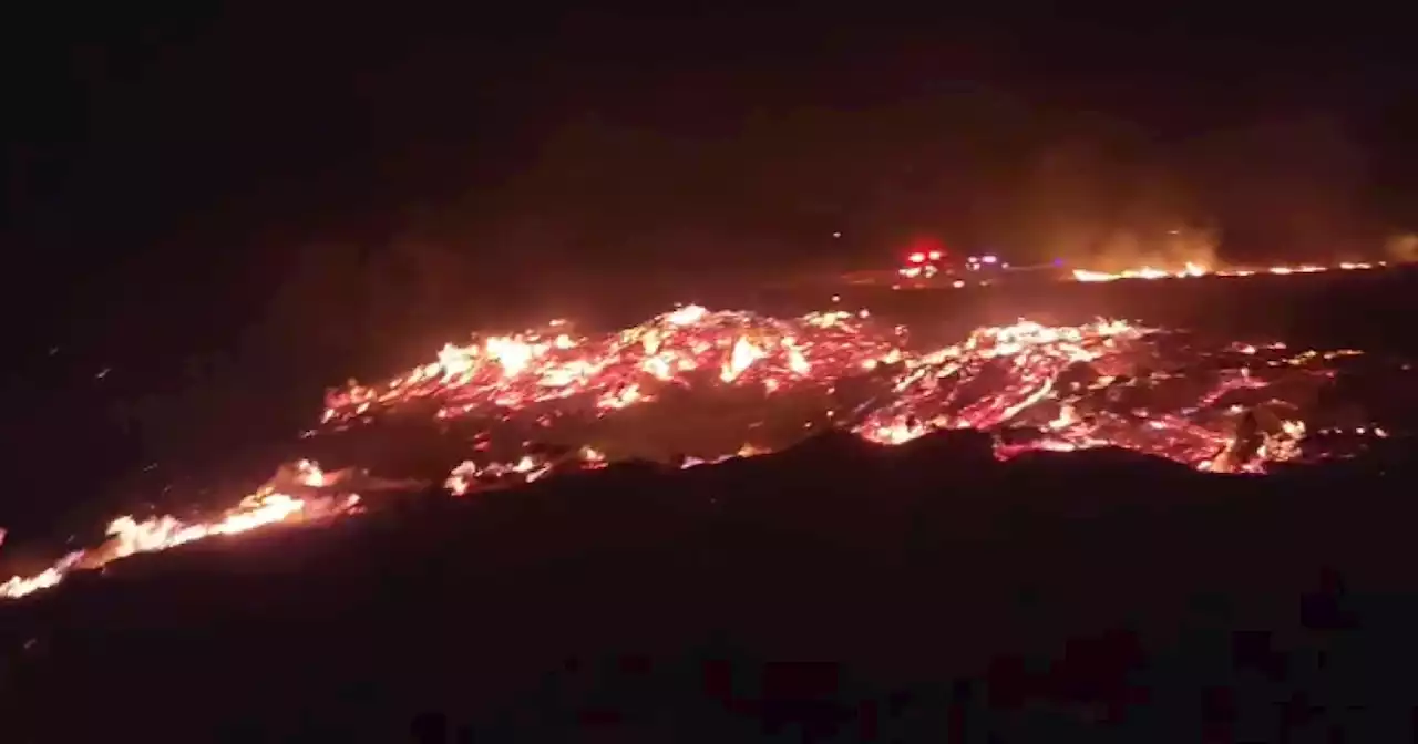 Fire burning in South Platte River bottom north of Brush