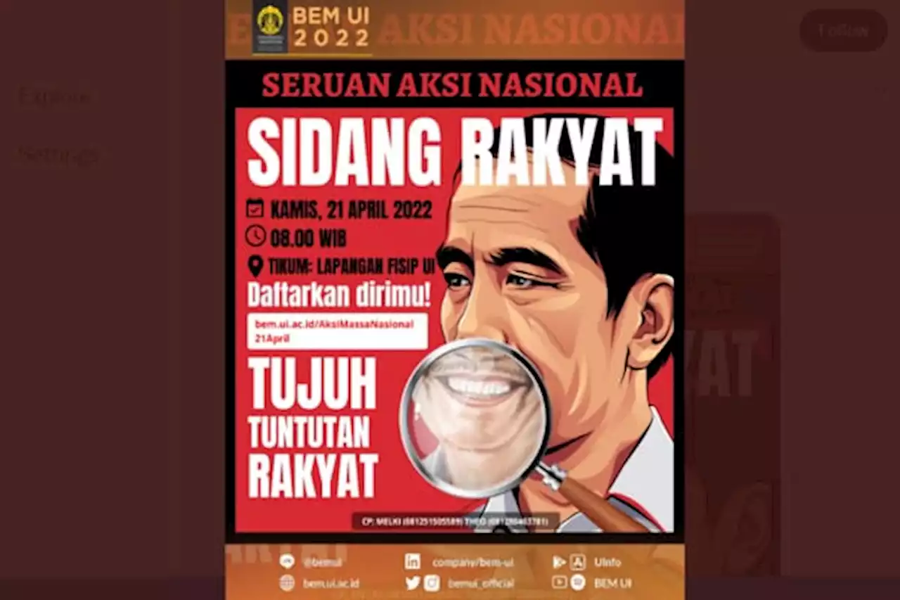 Demo 21 April, BEM UI Serukan 7 Tuntutan Rakyat