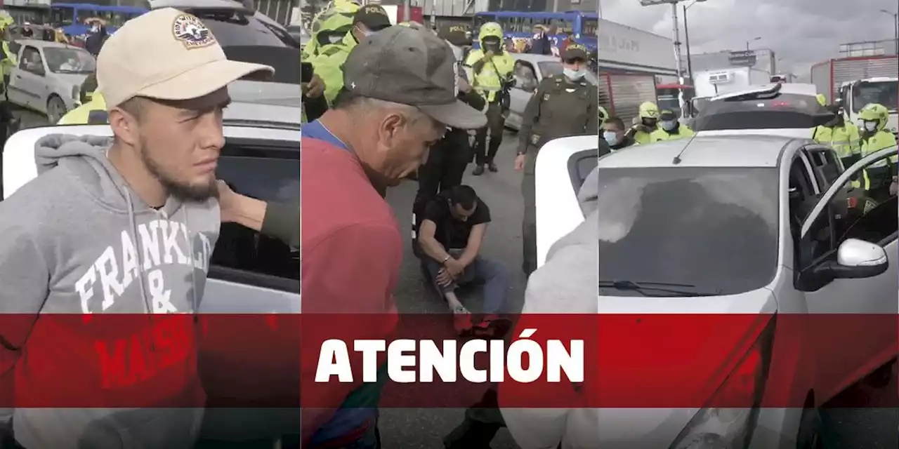 Video: momento exacto en que capturan a banda que robó carro en Bogotá