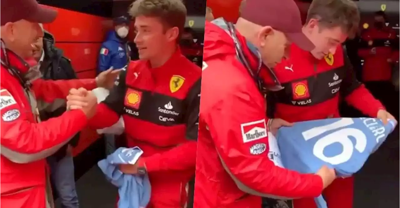 Leclerc con la maglia della Lazio: il regalo speciale a Imola