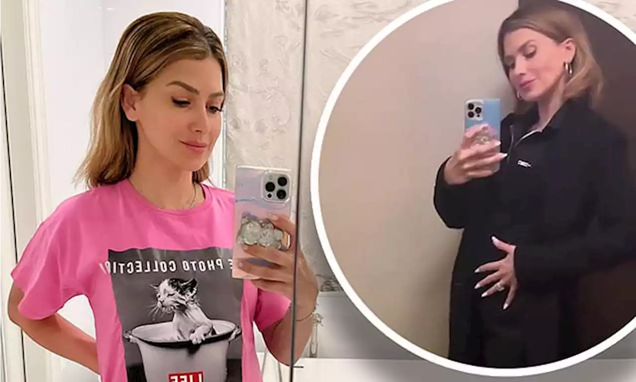 Pregnant Hilaria Baldwin boasts about fitting into a teen size t-shirt