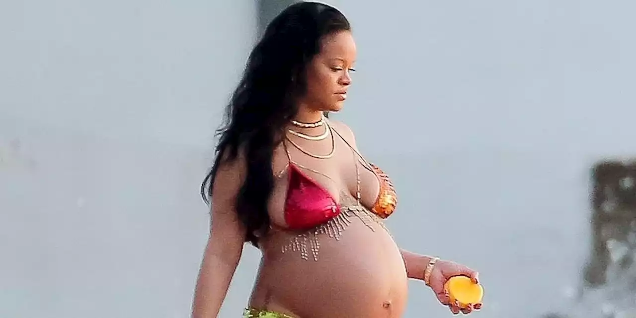 Rihanna's Maternity Swimwear Game Involves Colorful Sequins