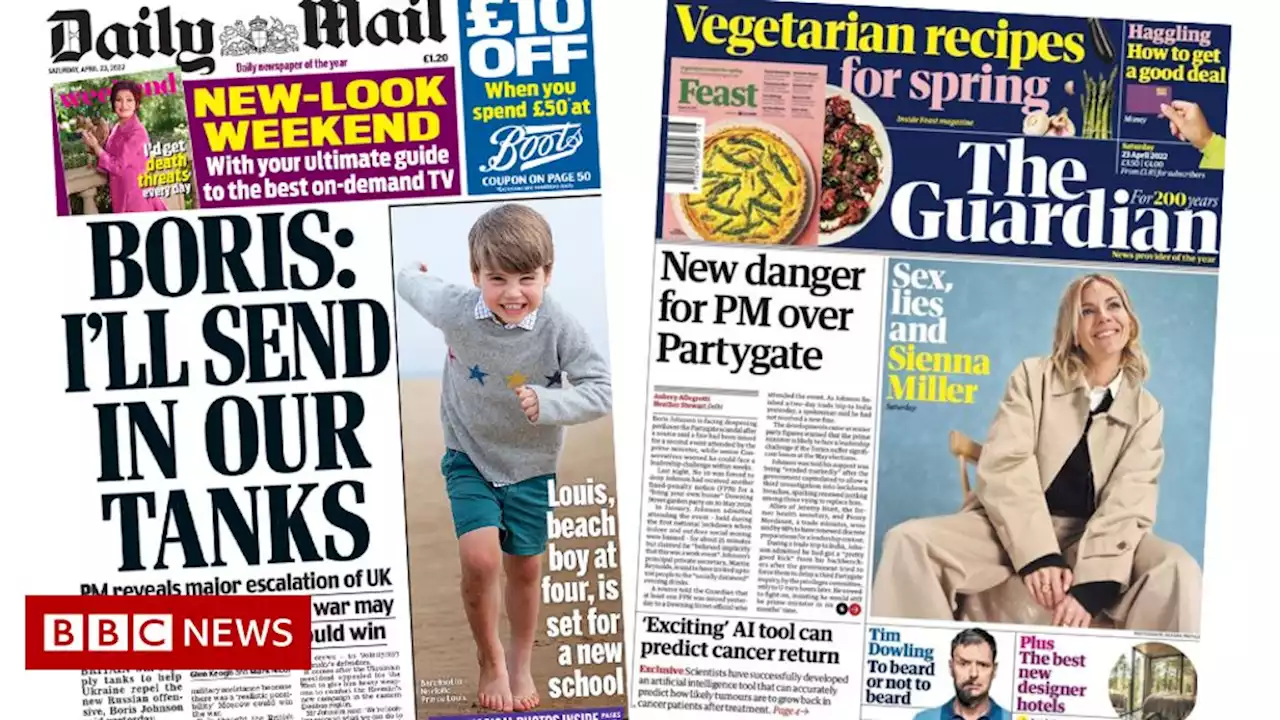 Newspaper headlines: Tanks for Ukraine, and new Partygate fines