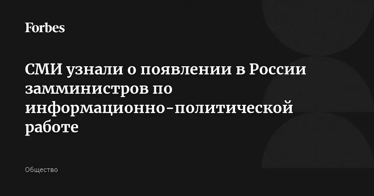 СМИ узнали о появлении в России замминистров по информационно-политической работе