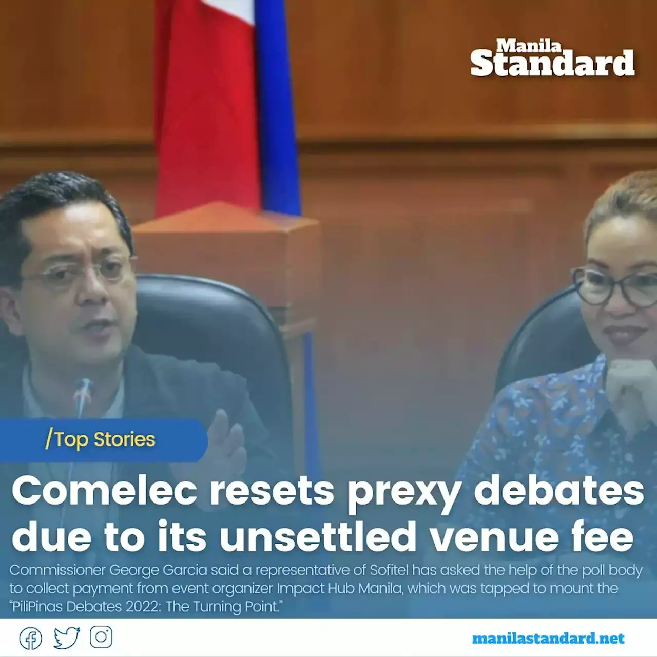 Comelec resets prexy debates due to its unsettled venue fee