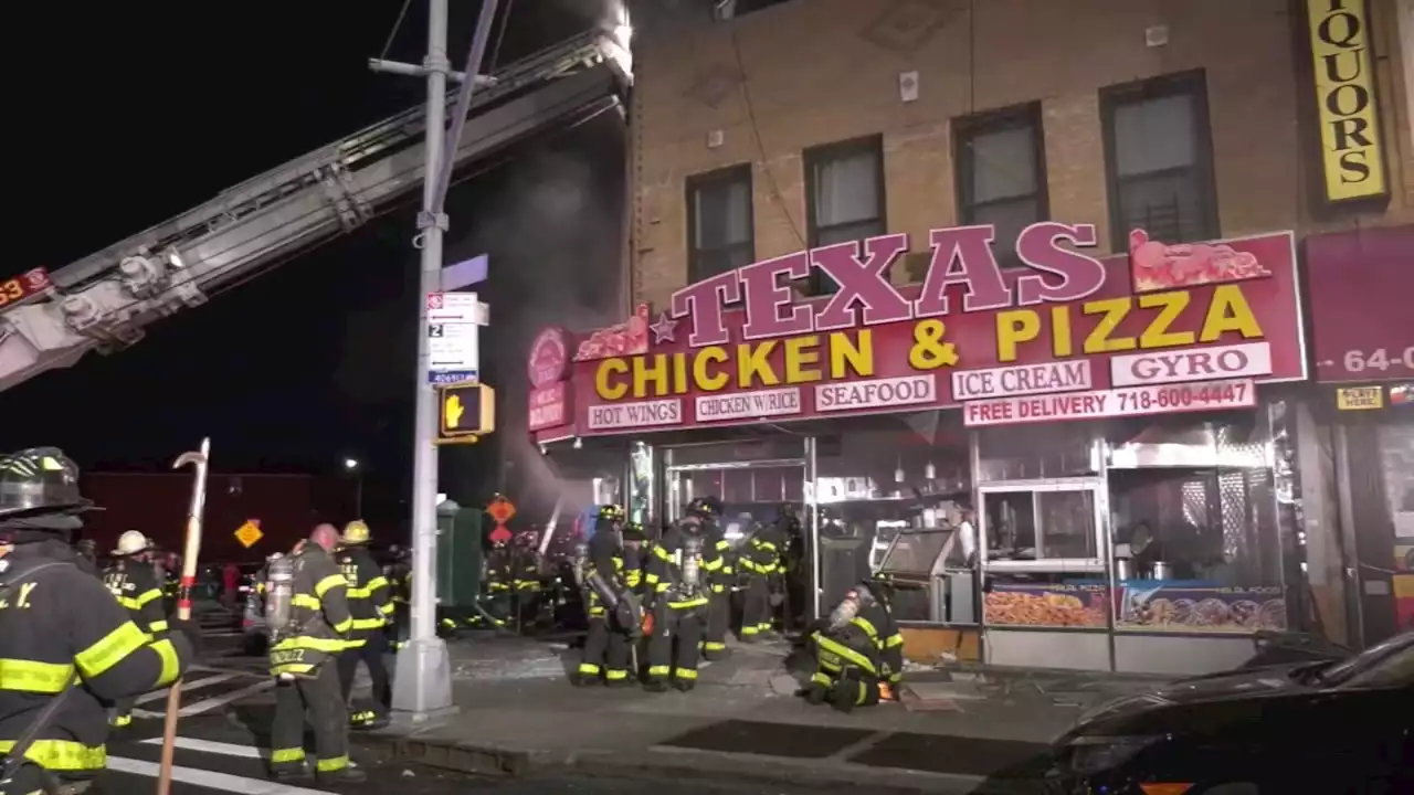 Queens fire destroys at least one restaurant, spreads to 2 other businesses