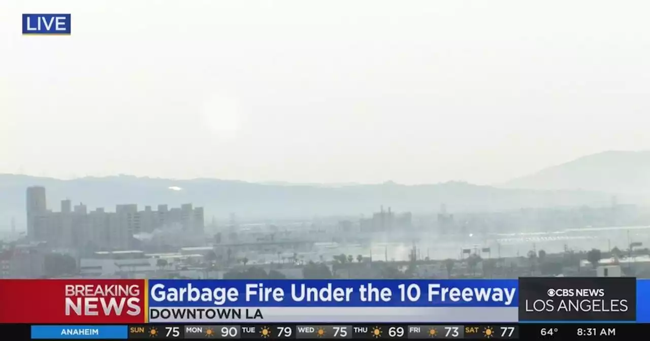 Pallet fire in downtown LA near 10 Freeway is knocked down