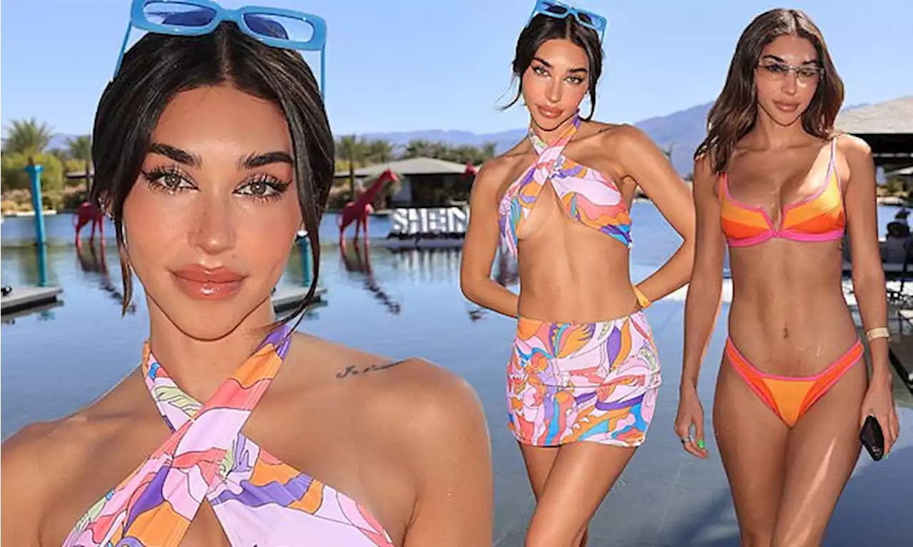 Chantel Jeffries bares her abs in a skimpy minidress and tiny bikini