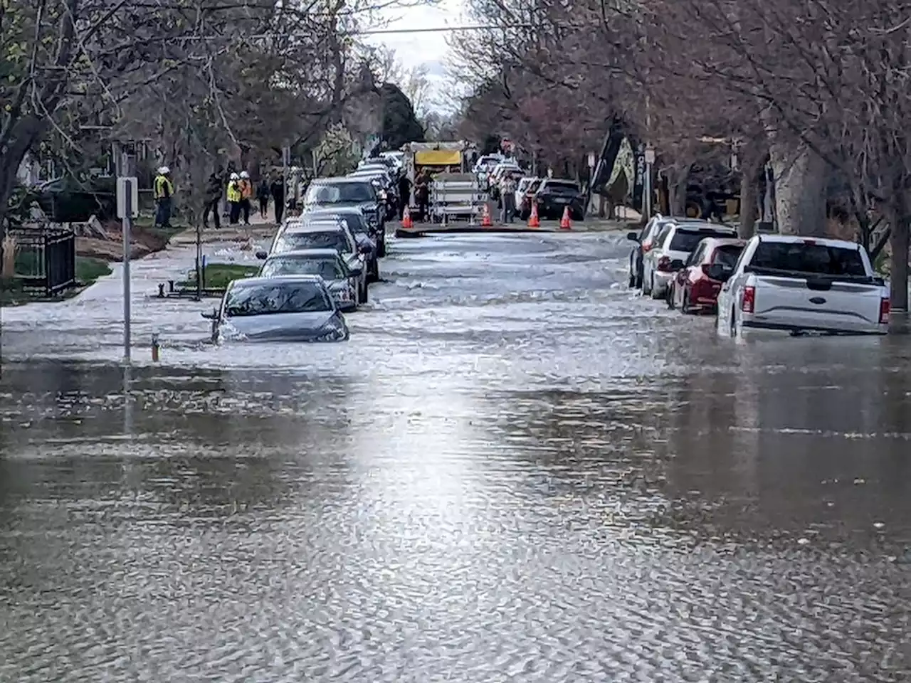 Water main break floods across eight blocks in north Denver, submerging cars and forcing some residents from their homes