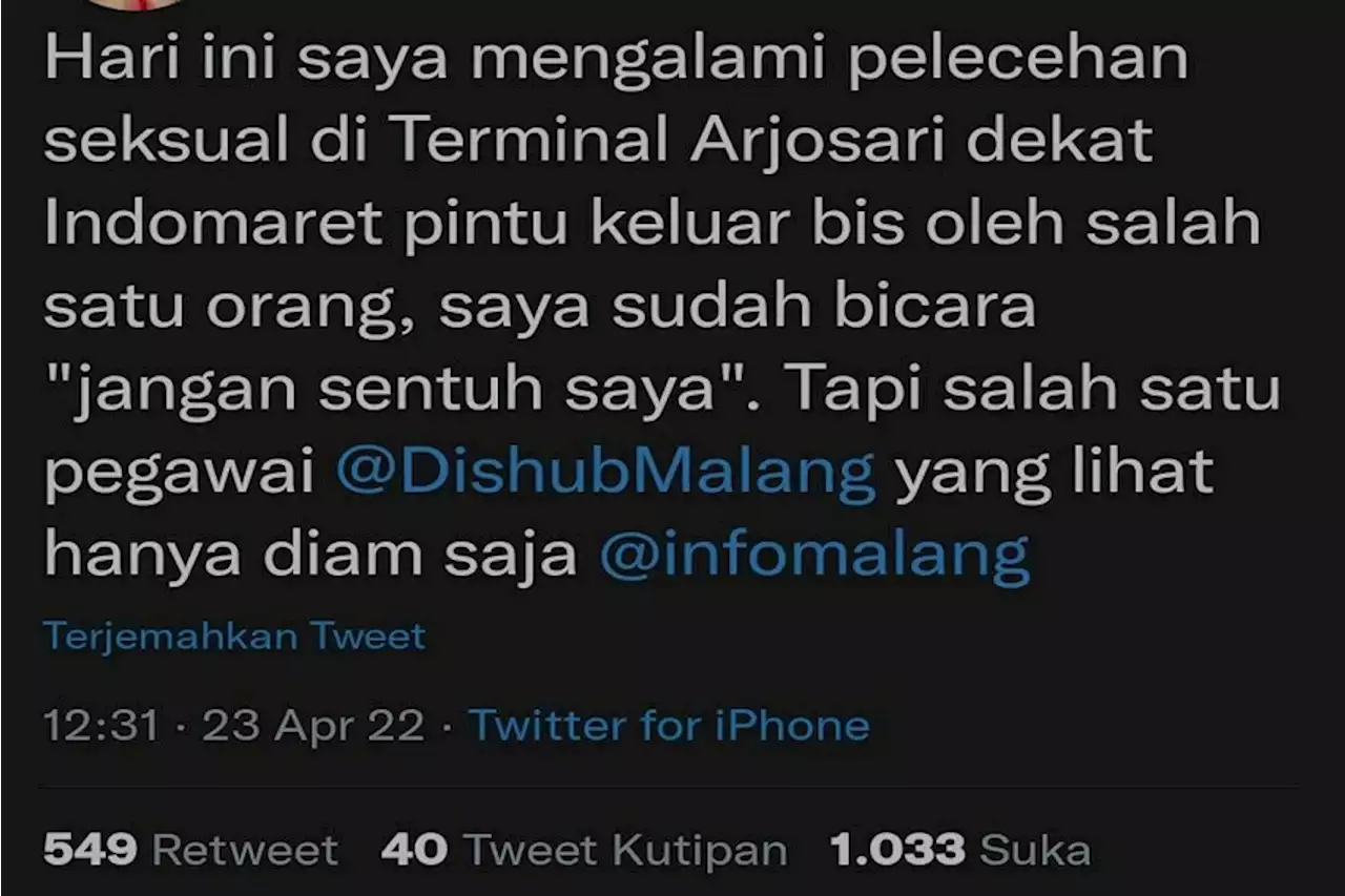 Viral Petugas Dishub Diduga Membiarkan Pelecehan Seksual Terjadi di Terminal Arjosari Malang