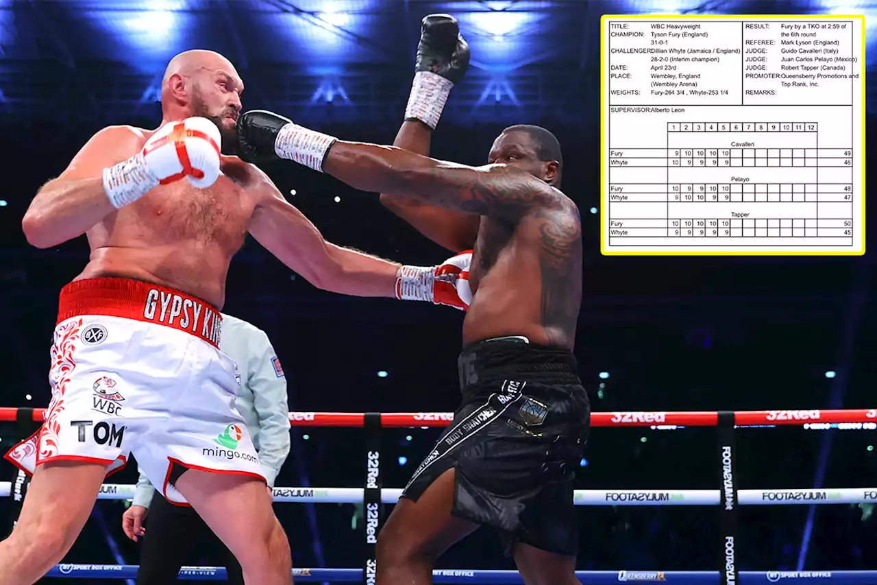 Tyson Fury vs Dillian Whyte scorecards revealed, one judge's score is questioned