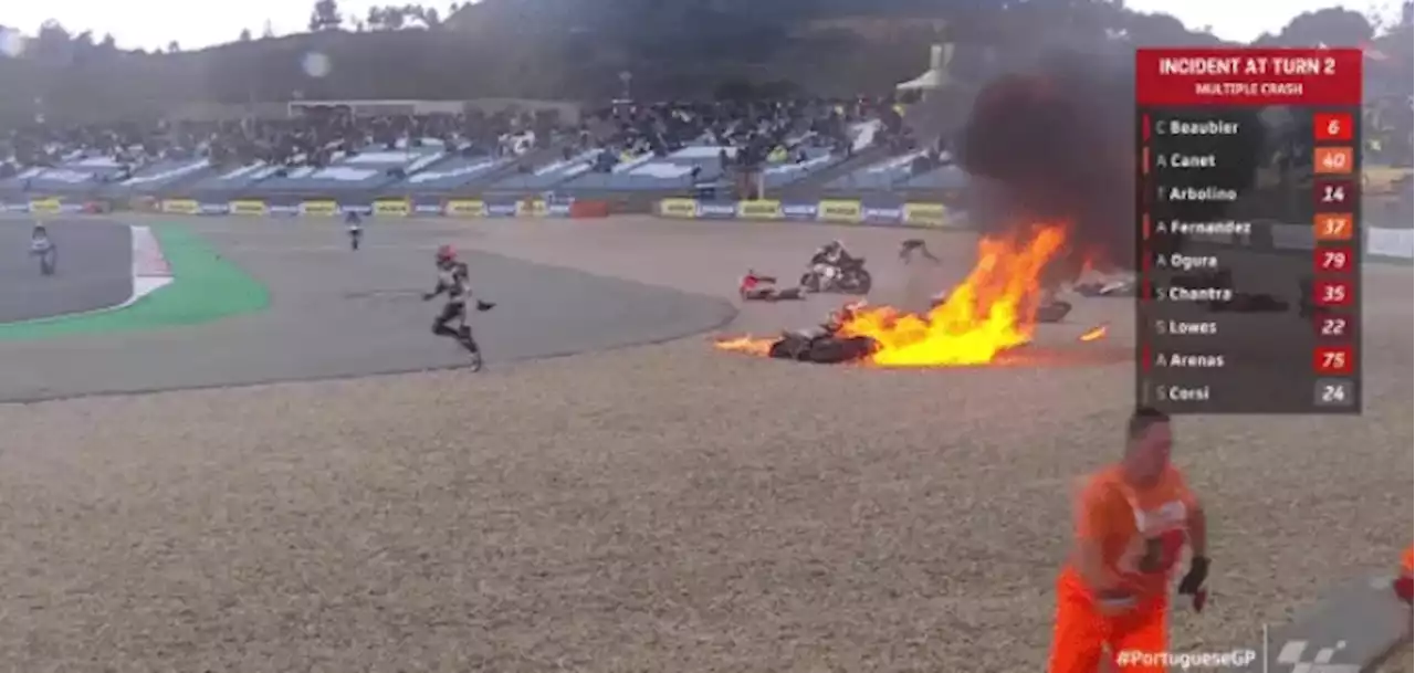 Espectacular incendio y caída en Portugal - TyC Sports