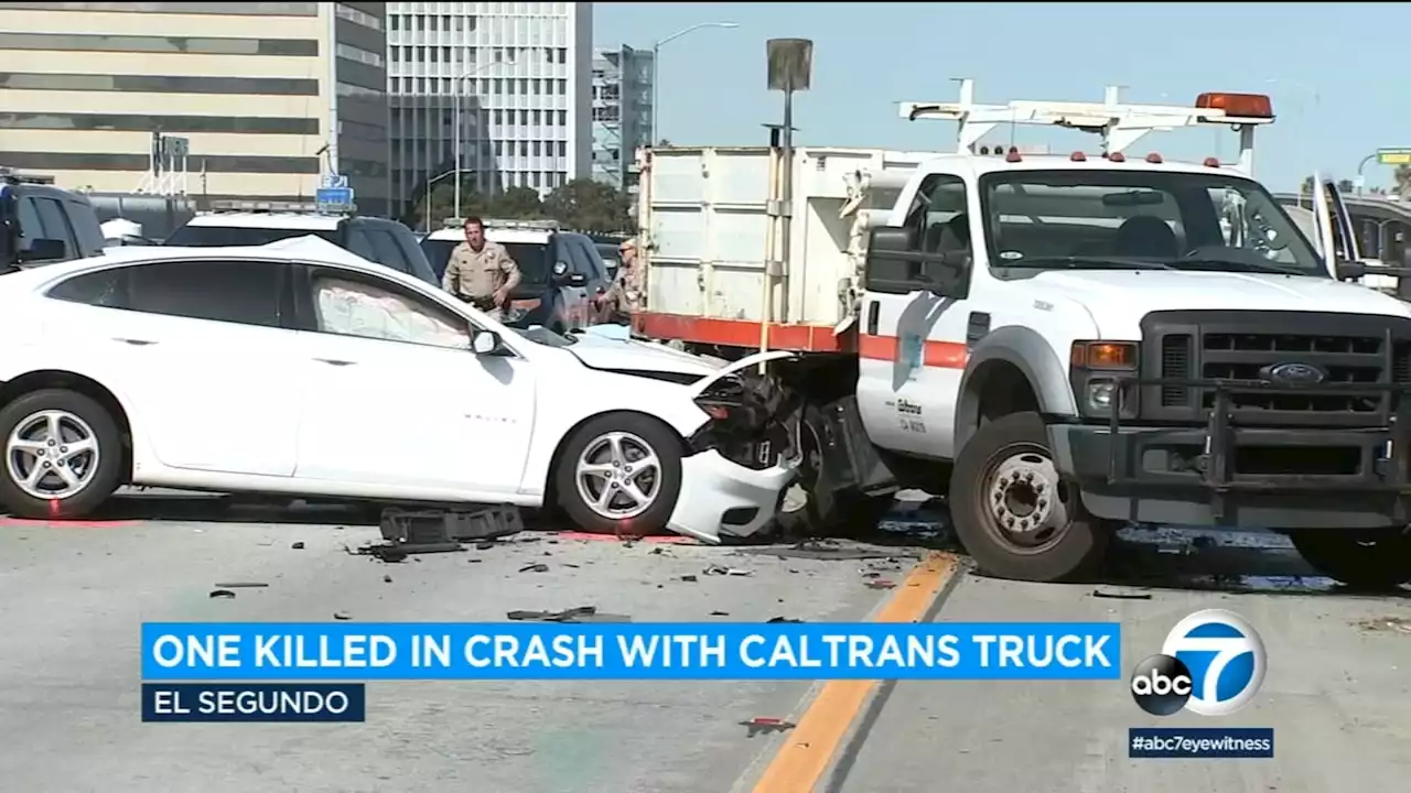 1 killed in crash with Caltrans truck on 105 Freeway in El Segundo