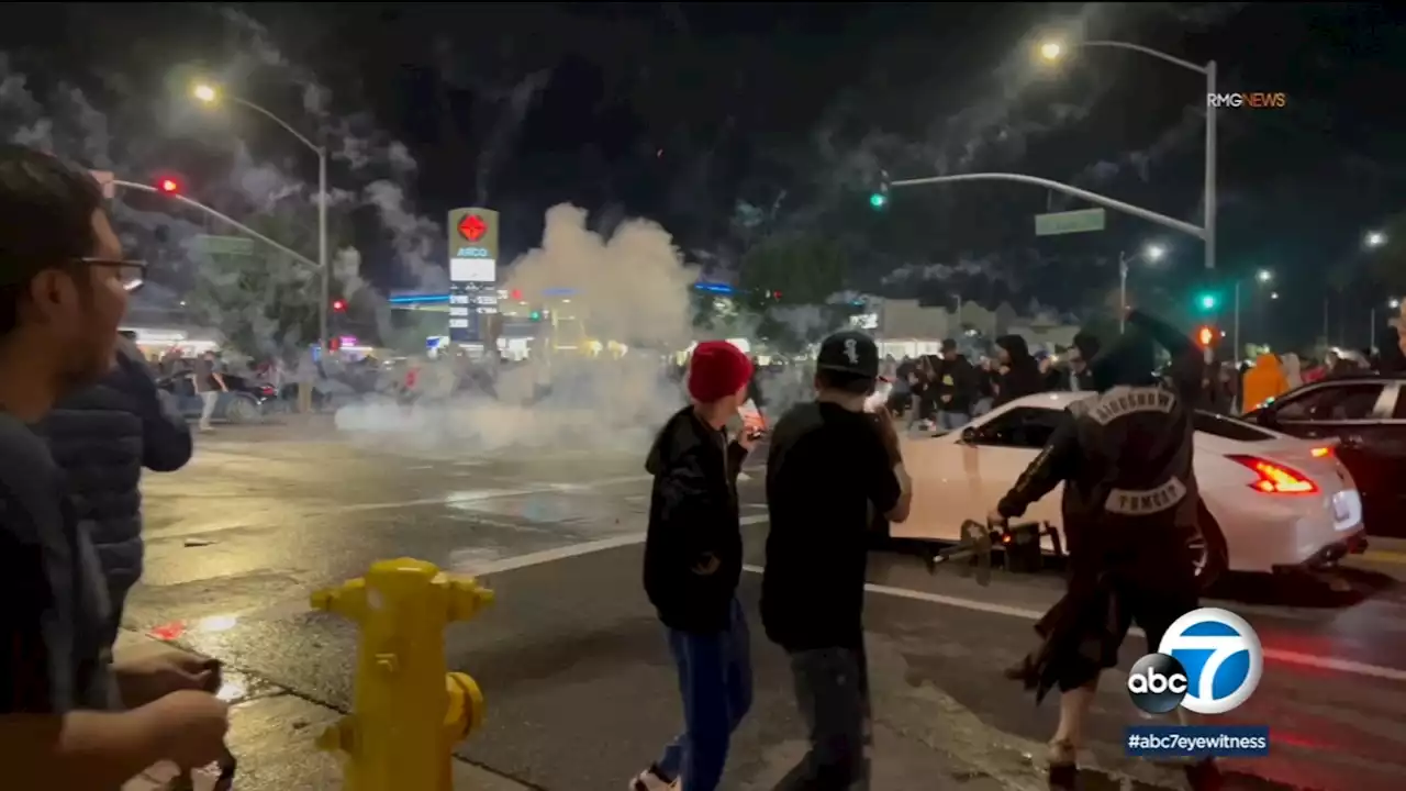 Police break up 2 separate street takeovers at intersections in San Bernardino, South LA