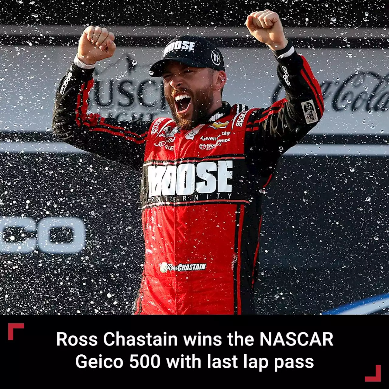 Ross Chastain wins the NASCAR Geico 500 at Talladega Superspeedway with last lap pass