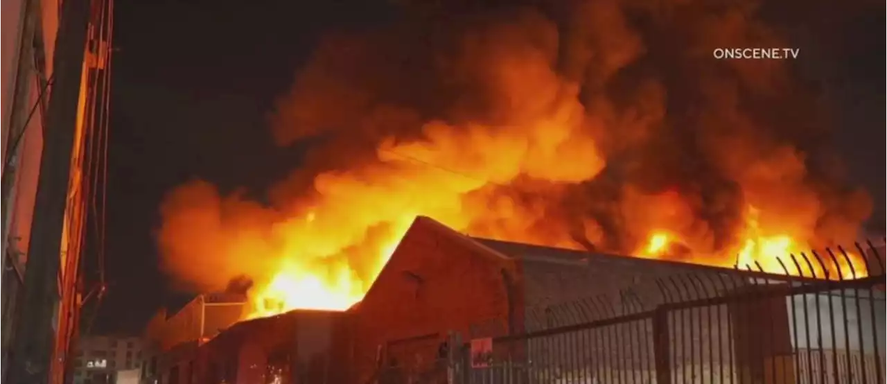 Large fire rips through downtown LA commercial building for second time in 2 months