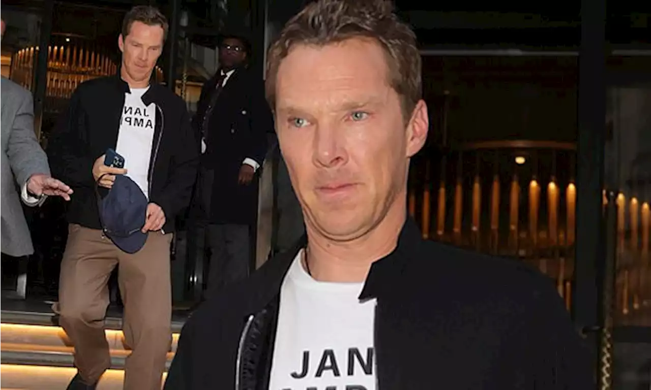 Benedict Cumberbatch leaves his hotel while promoting Doctor Strange 2