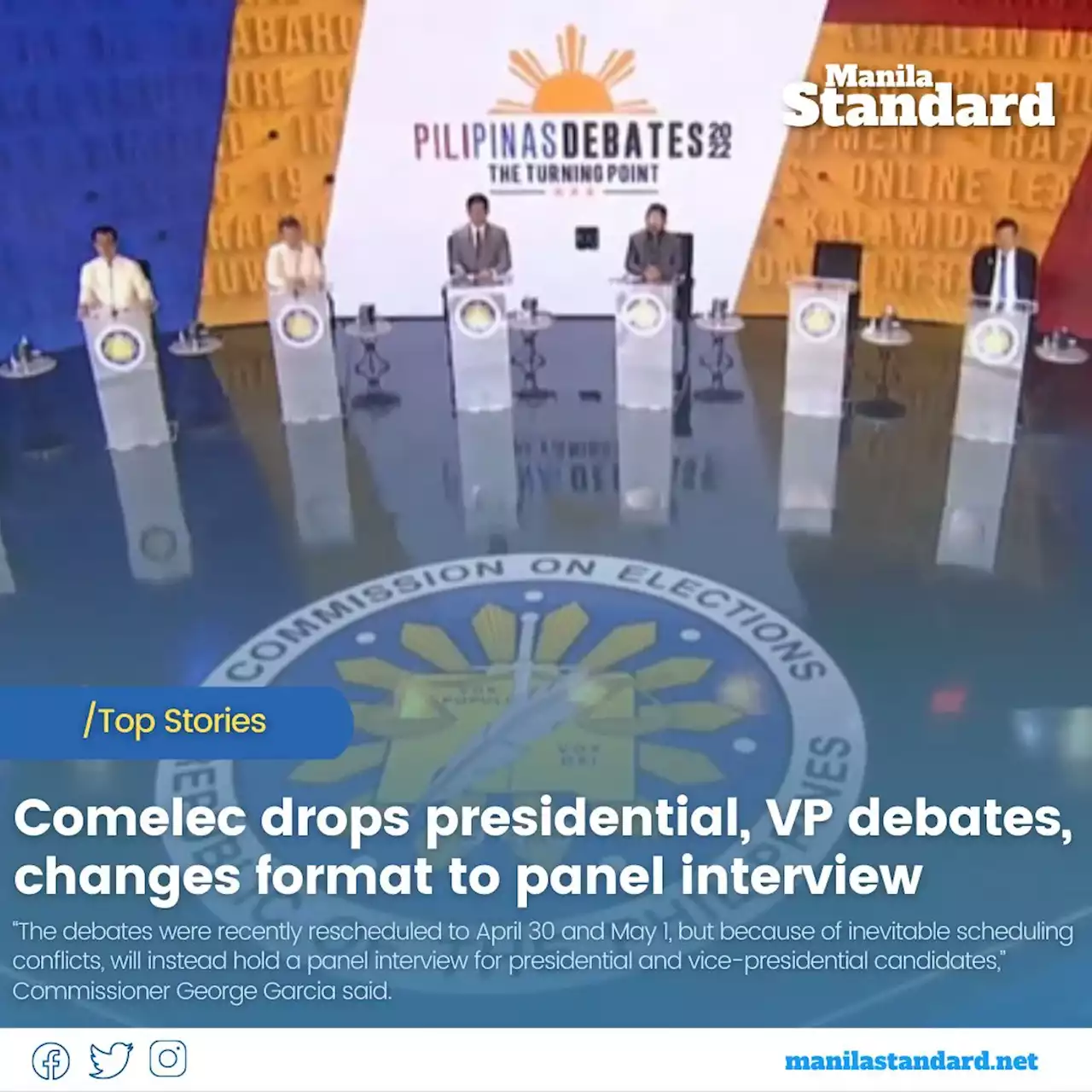 Comelec drops presidential, VP debates, changes format to panel interview