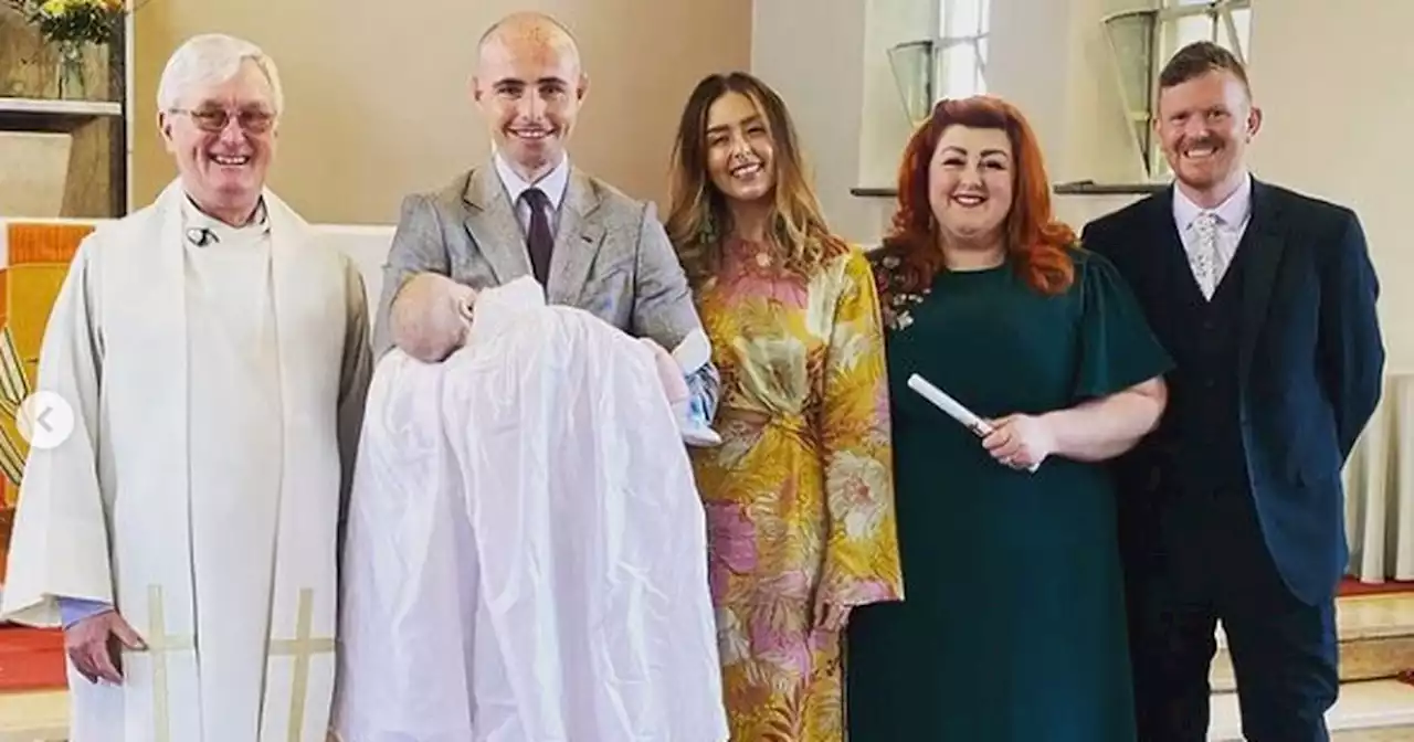 Michelle McManuus beams in green dress in pics from son Nicholas' christening