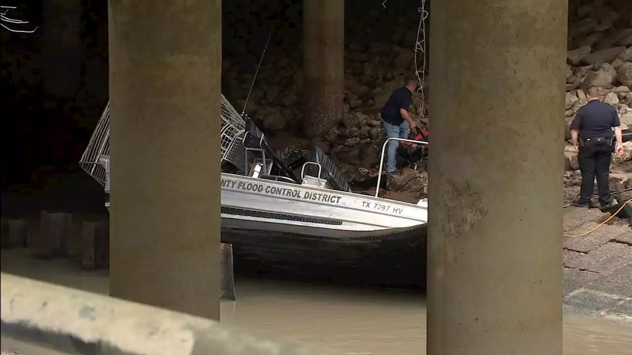 Harris County Flood Control boat crashes into metal structure underwater in west Houston