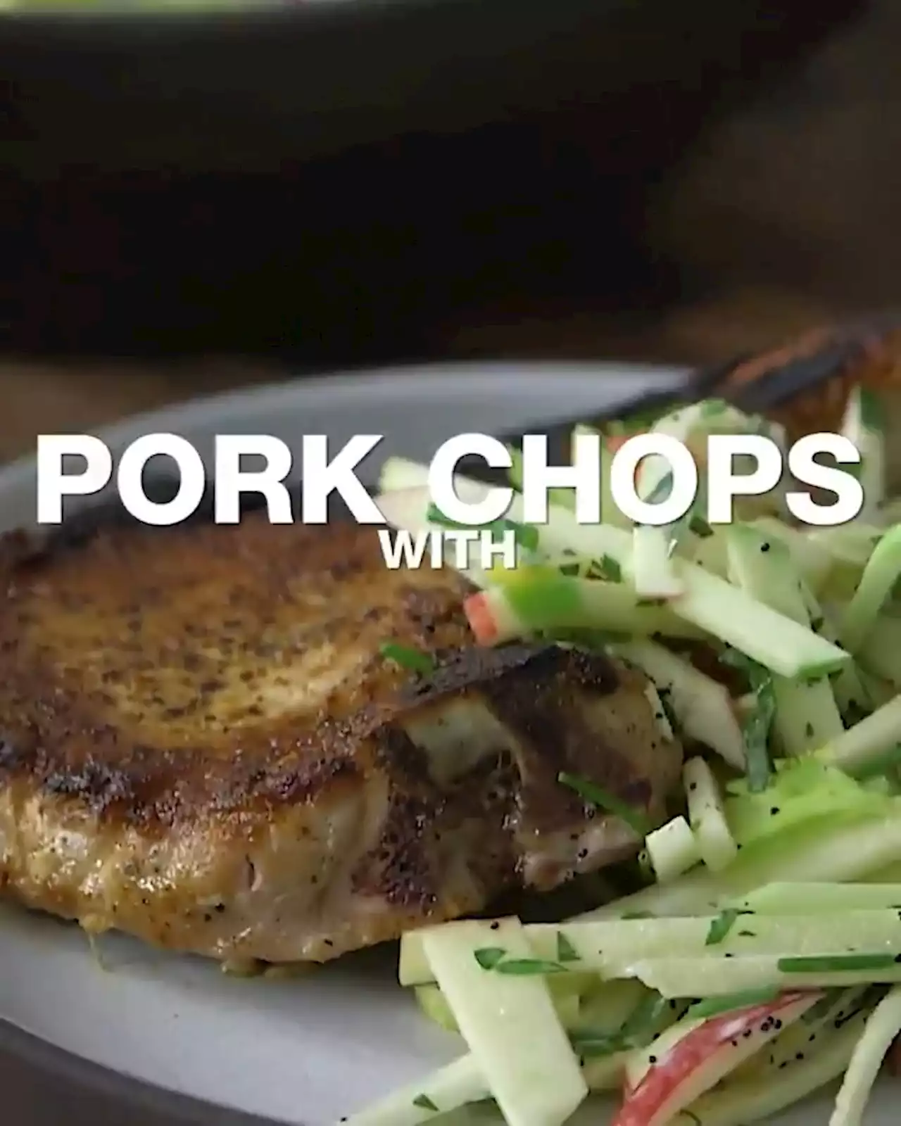 Pork Chops with Three-Apple Slaw Recipe