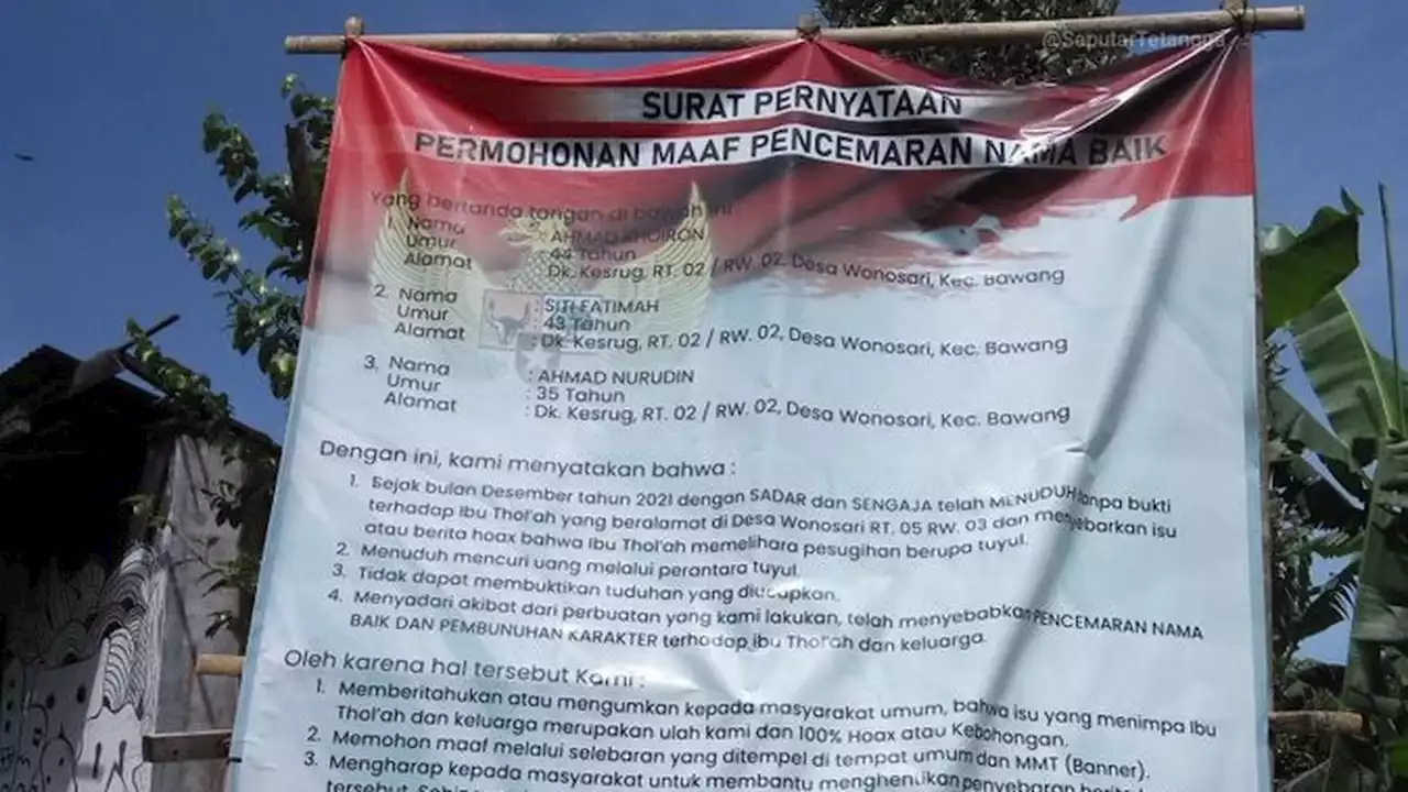 Viral Baliho Permintaan Maaf Warga karena Sebut Tetangga Punya Tuyul Ini Jadi Sorotan