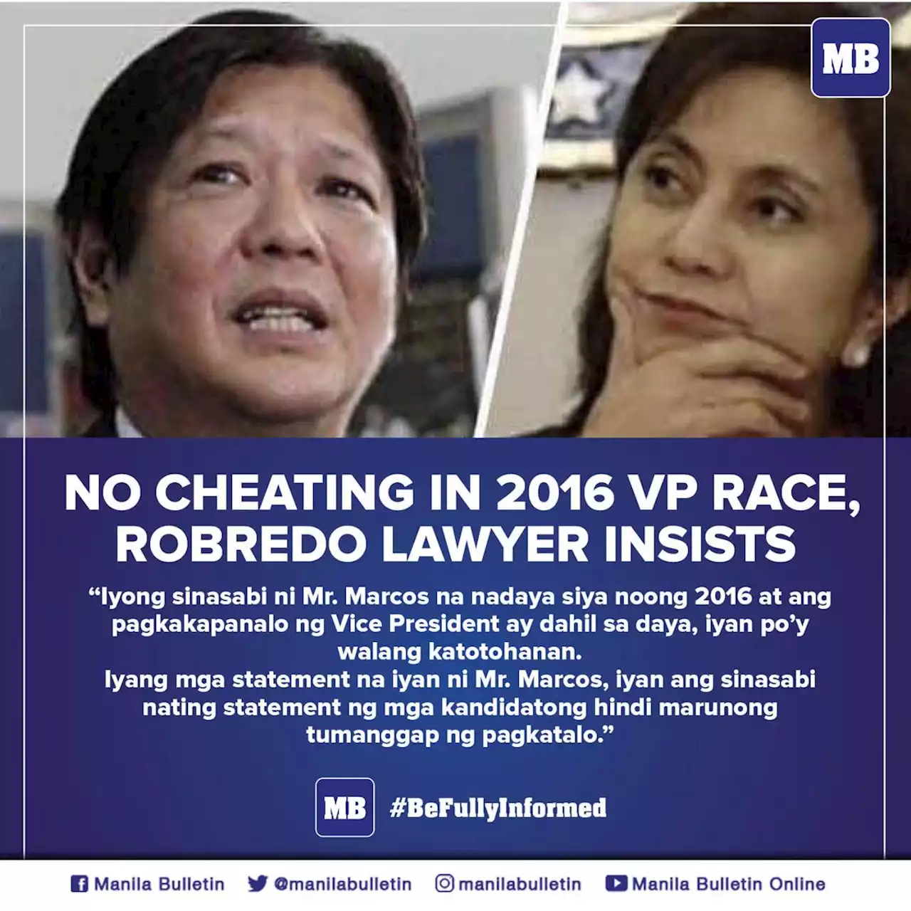 No cheating in 2016 VP race, Robredo lawyer insists