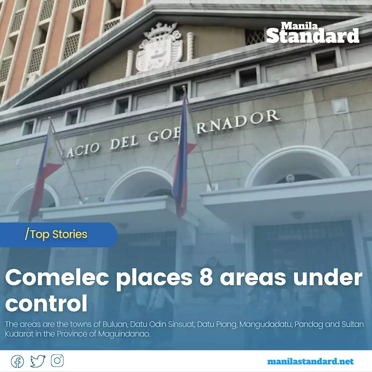 Comelec places 8 areas under control