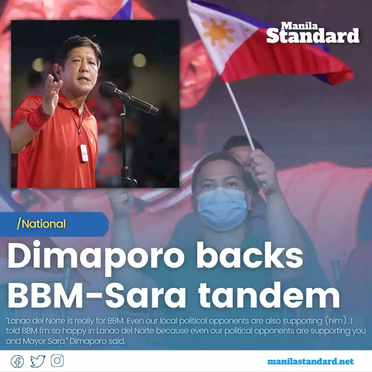 Dimaporo backs BBM-Sara tandem