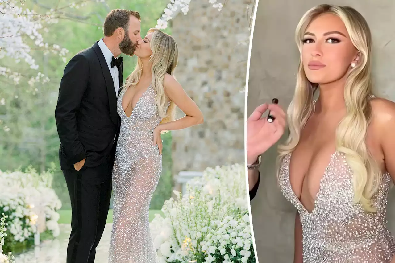 Paulina Gretzky dazzles in sheer wedding dress to marry Dustin Johnson